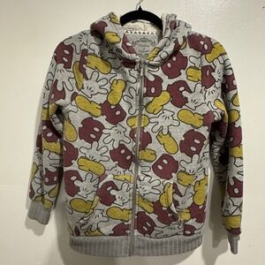 Disney Mickey & Minnie Mouse All Over Print Zip Up Sherpa Lined Gray Y Hoodie